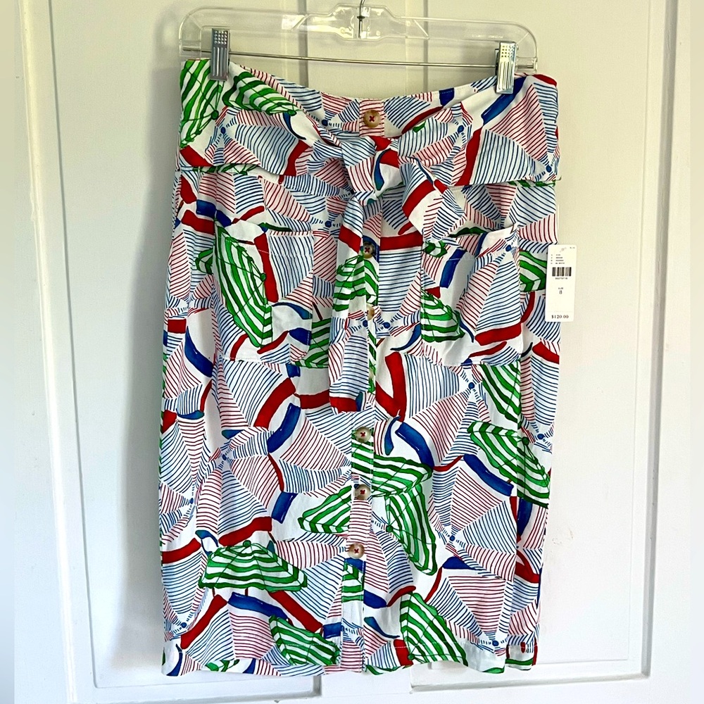 Anthropologie Colorful Beach Umbrella Print Patterned Pencil Skirt Size 8 NWT
